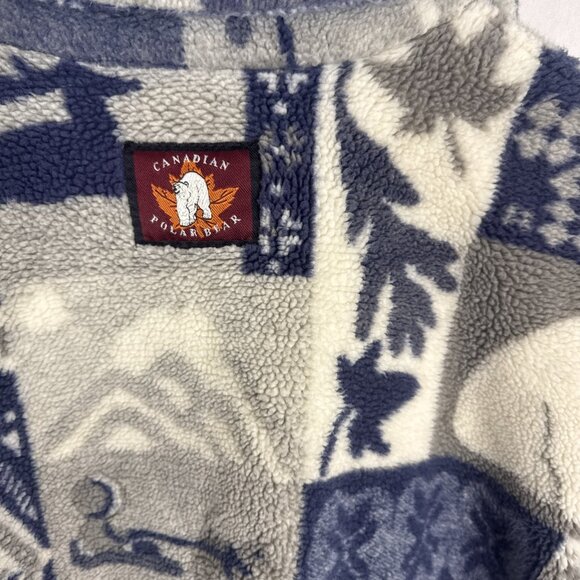 Vintage 90s Canadian Polar Bear Fleece Jacket Women XL Winter Animal Print - Picture 6 of 9